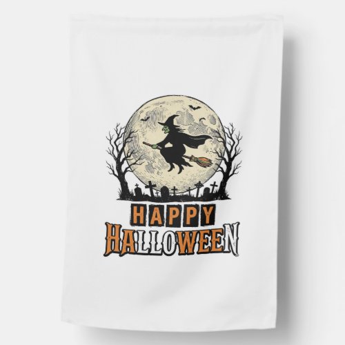 Vintage Witch Happy Halloween Vector Design_1 House Flag