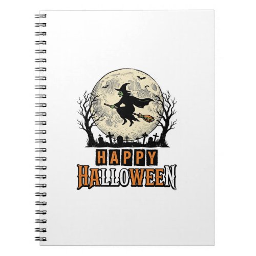 Vintage Witch Happy Halloween Vector Design_1 Notebook