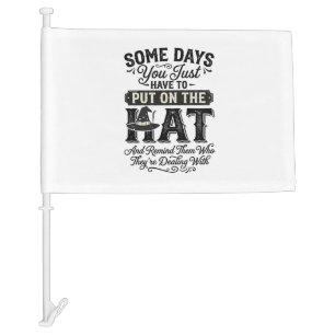 Vintage Witch Hat Funny Halloween Typography Desig Car Flag