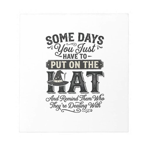 Vintage Witch Hat Funny Halloween Typography Desig Notepad
