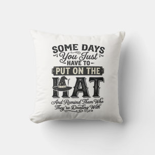 Vintage Witch Hat Funny Halloween Typography Desig Throw Pillow