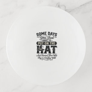 Vintage Witch Hat Funny Halloween Typography Desig Trinket Tray