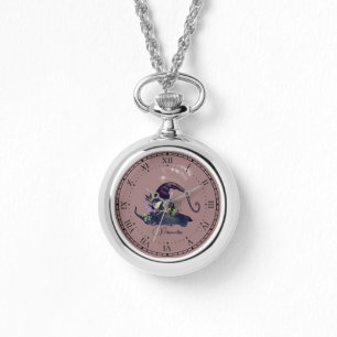 Vintage Witch Hat Pink Witchcraft Necklace Ewatch