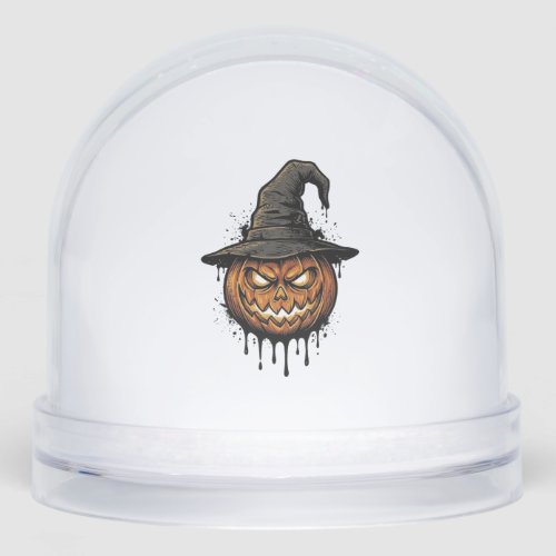 Vintage Witch Hat Pumpkin Halloween Graphic_1 Snow Globe