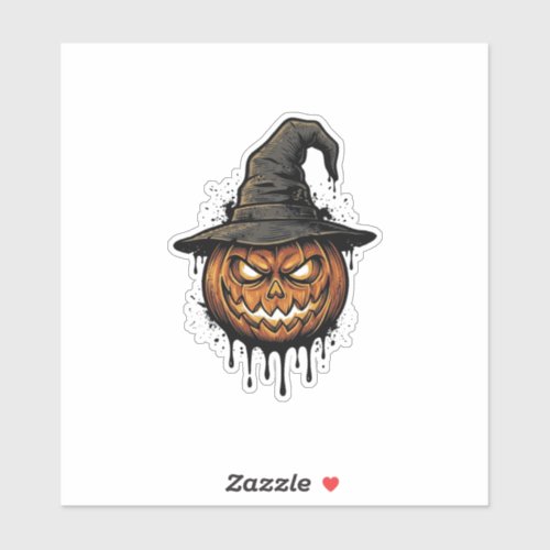 Vintage Witch Hat Pumpkin Halloween Graphic_1 Sticker