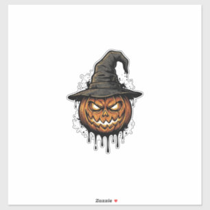 Vintage Witch Hat Pumpkin Halloween Graphic_1 Sticker