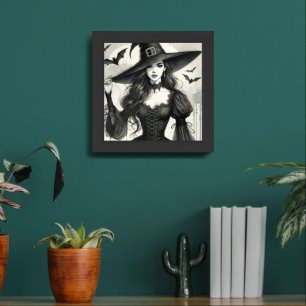 Vintage Witch Illustration Art Framed Art