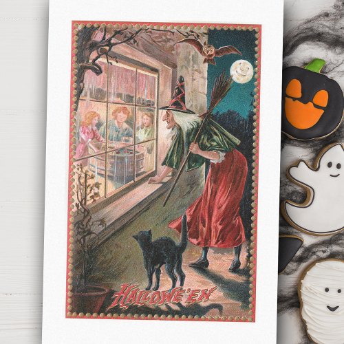 Vintage Witch in Moonlight with Black Cat Tissue Paper