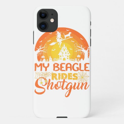 Vintage Witch My Beagle Rides Shotgun Halloween iPhone 11 Case