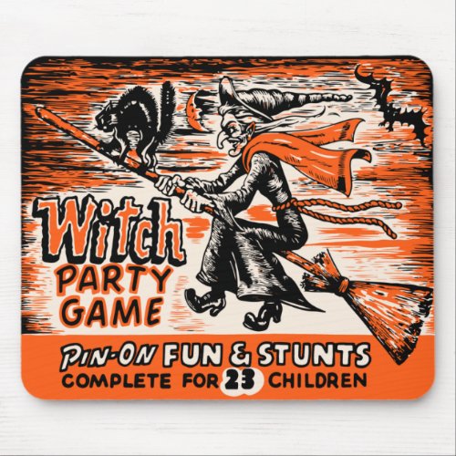 Vintage Witch Party Game Mouse Pad