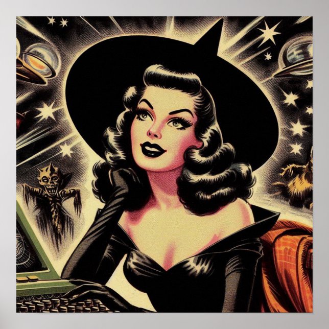 Vintage Witch Pin Up Poster (Front)