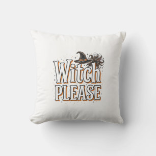 Vintage Witch Please Halloween Vector Design_1 Throw Pillow