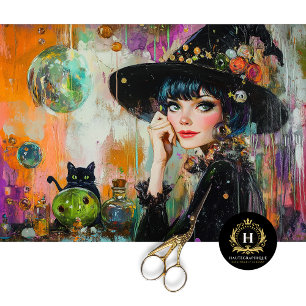 Vintage Witch & Potion Bottles Halloween Decoupage Tissue Paper