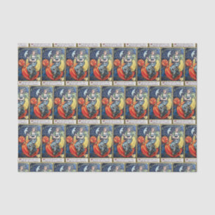 Vintage witch pumpkin pattern tiled tissue paper