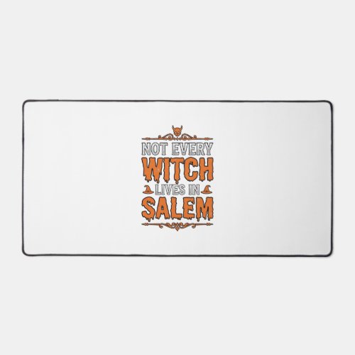 Vintage Witch Salem Halloween Typography Design_1 Desk Mat