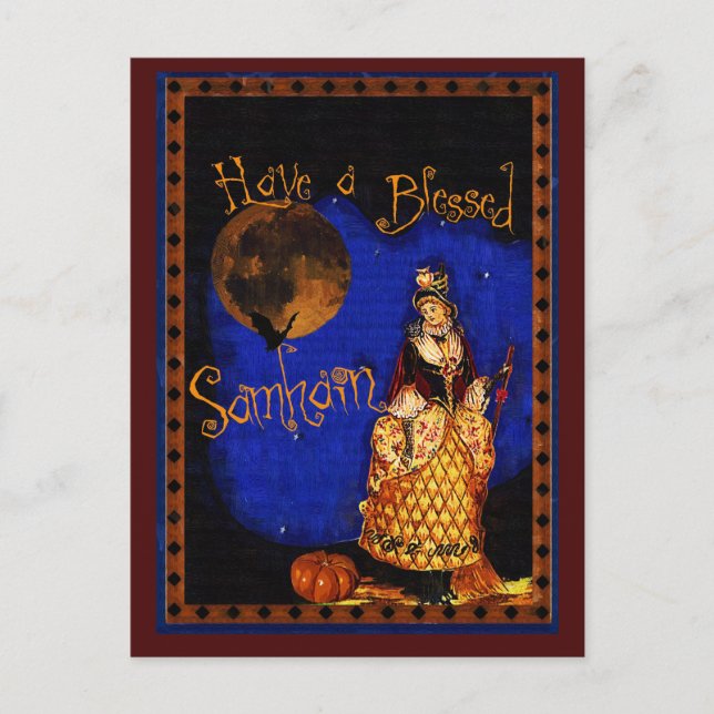 Vintage Witch Samhain Postcard (Front)