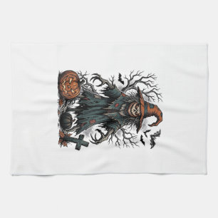 Vintage Witch Scarecrow Halloween Pumpkin Shirt De Kitchen Towel