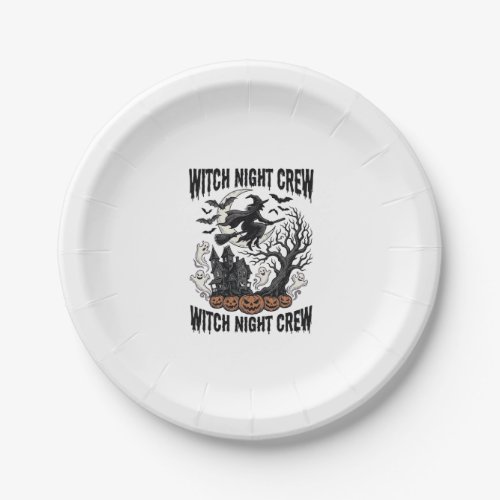 Vintage Witch Shirt Halloween Coven Night Graphic_ Paper Plates