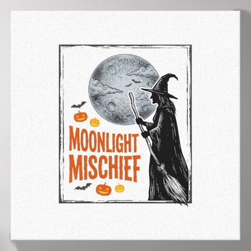 Vintage Witch Shirt Halloween Moon Silhouette_1 Canvas Photo Tile