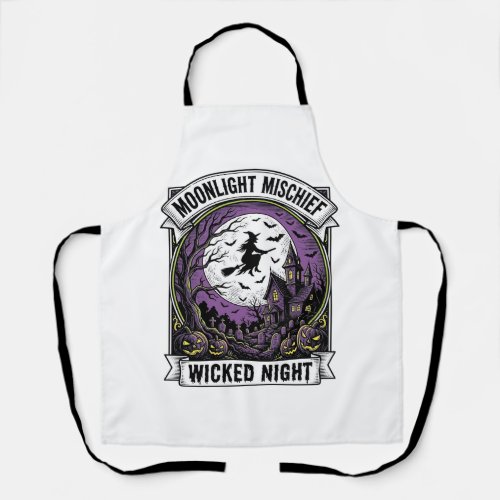 Vintage Witch Shirt Moonlit Haunted Halloween Art_ Apron