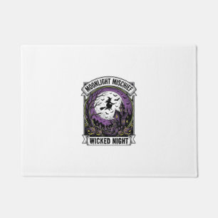 Vintage Witch Shirt Moonlit Haunted Halloween Art_ Doormat