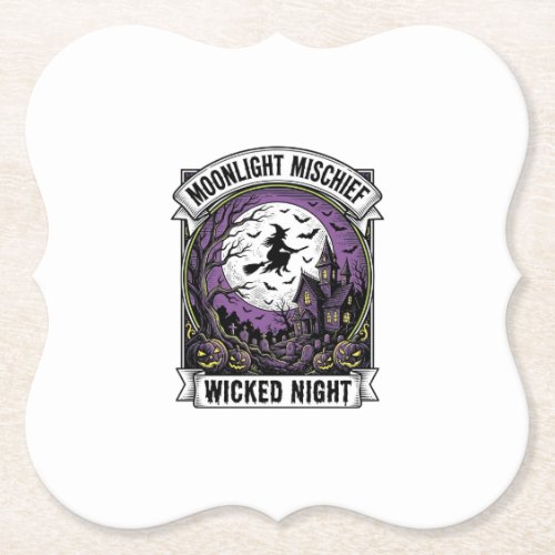 Vintage Witch Shirt Moonlit Haunted Halloween Art_ Paper Coaster
