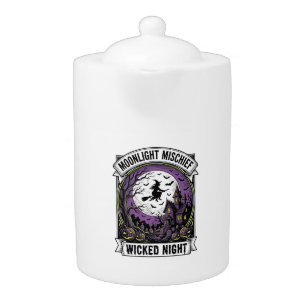 Vintage Witch Shirt Moonlit Haunted Halloween Art_ Teapot