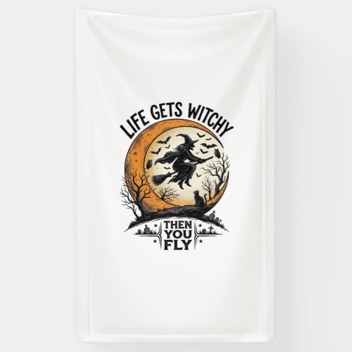 Vintage Witch Shirt Retro Halloween Flying Witch A Banner