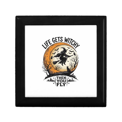 Vintage Witch Shirt Retro Halloween Flying Witch A Gift Box
