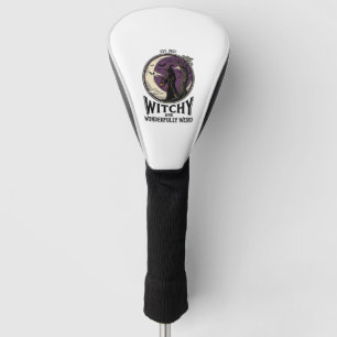 Vintage Witch Shirt With Spooky Moon Halloween Art Golf Head Cover