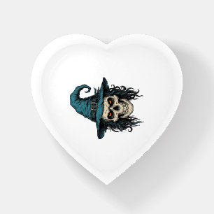 Vintage Witch Skull Halloween Vector Shirt Design_ Paperweight