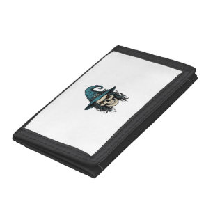 Vintage Witch Skull Halloween Vector Shirt Design_ Trifold Wallet