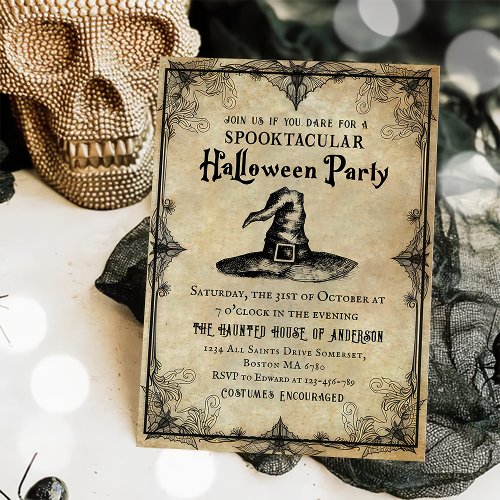 Vintage Witch Spooktacular Adult Halloween Party  Invitation