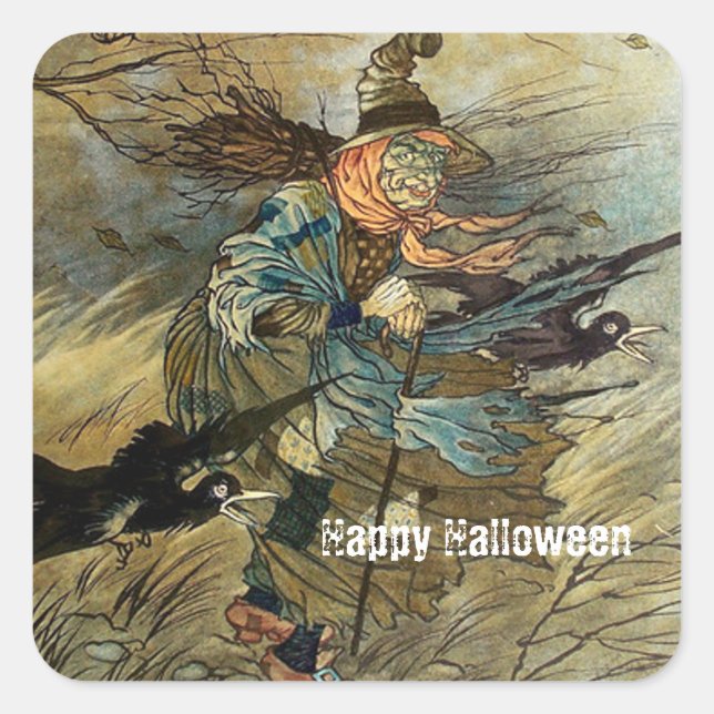 Vintage Witch Spooky Halloween  Square Sticker (Front)