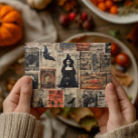 Vintage Witch Stamps Halloween Decoupage  Postcard<br><div class="desc">This design may be personalized by choosing the Edit Design option. You may also transfer onto other items. Contact me at colorflowcreations@gmail.com or use the chat option at the top of the page if you wish to have this design on another product or need assistance with this design. See more...</div>