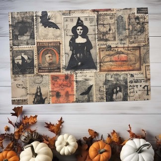 Vintage Witch Stamps Halloween Decoupage Tissue Paper