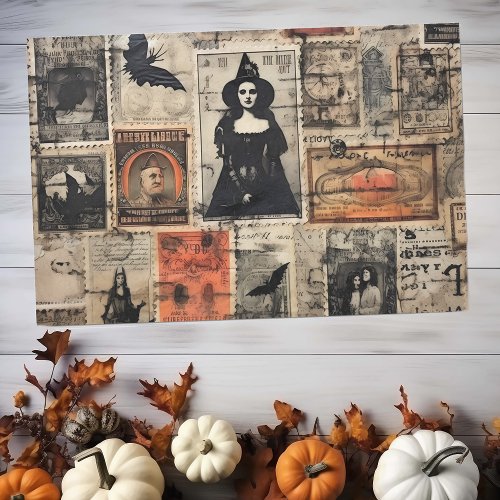 Vintage Witch Stamps Halloween Decoupage  Tissue Paper
