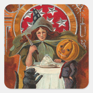 Vintage Witch Stickers - Trick or Treat