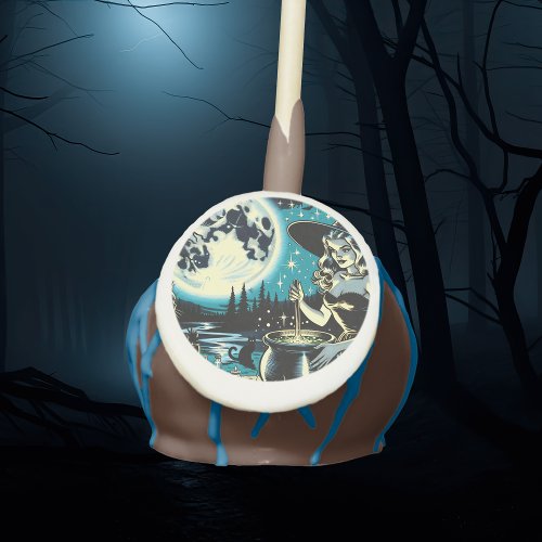 Vintage Witch stirring a Cauldron Halloween Party Cake Pops