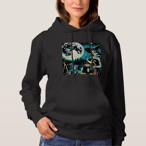 Vintage Witch stirring a Cauldron Halloween Party Hoodie