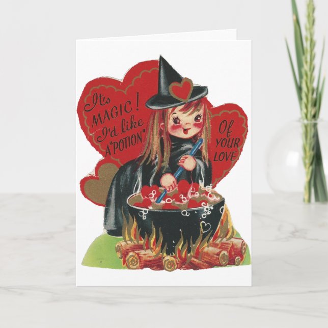 Vintage "Witch" Valentine Holiday Card (Front)