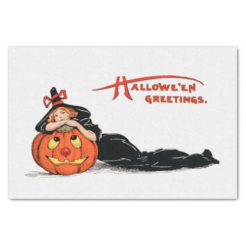 Vintage Witch with Pumpkin Halloween Decoupage Tissue Paper