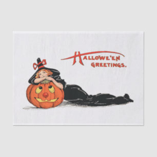 Vintage Witch with Pumpkin Halloween Decoupage Tissue Paper