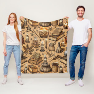 Vintage Witchcraft Books & Candles Pattern (2) Fleece Blanket