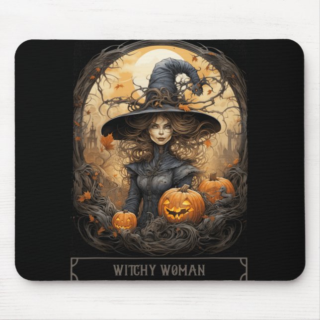 Vintage Witchcraft Wiccan Gothic Witchy Halloween  Mouse Pad (Front)