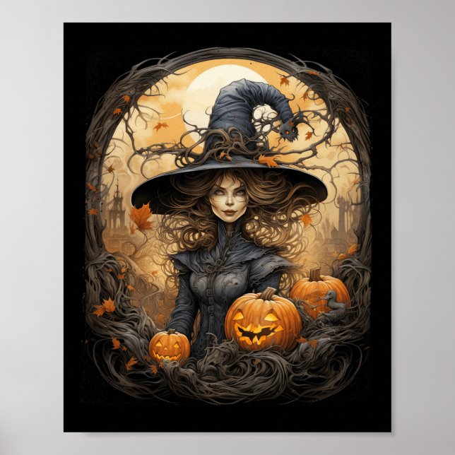 Vintage Witchcraft Wiccan Gothic Witchy Halloween  Poster (Front)