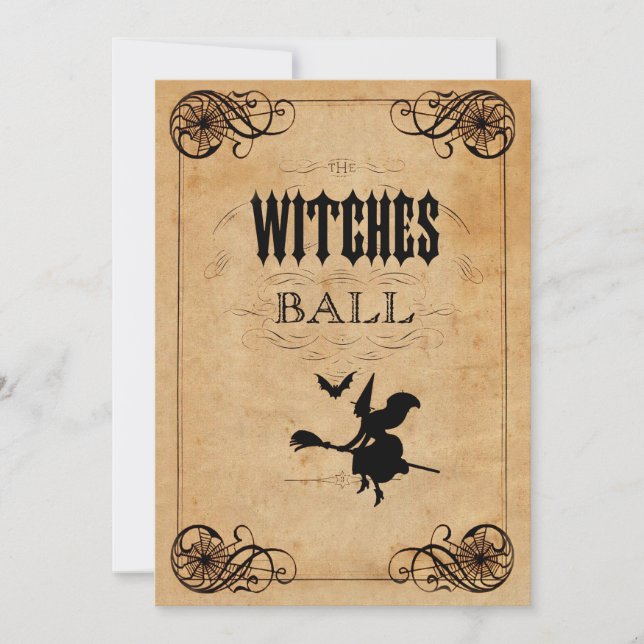 Vintage Witches Ball 55th Birthday Double Sided Invitation (Front)