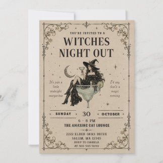 Vintage Witches Night Out Halloween Party Invitation