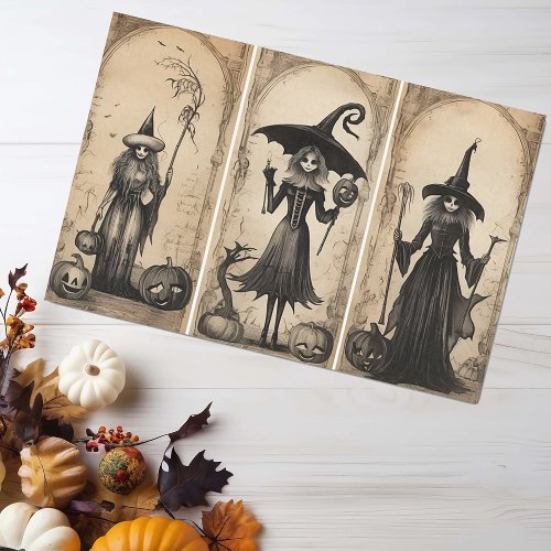 Vintage Witches Old Halloween Decoupage  Tissue Paper
