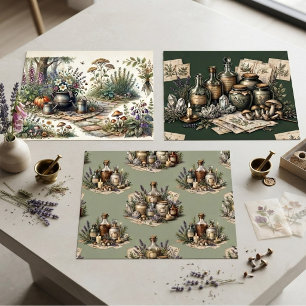Vintage Witch's Apothecary Herbal Potion Medicines Wrapping Paper Sheets